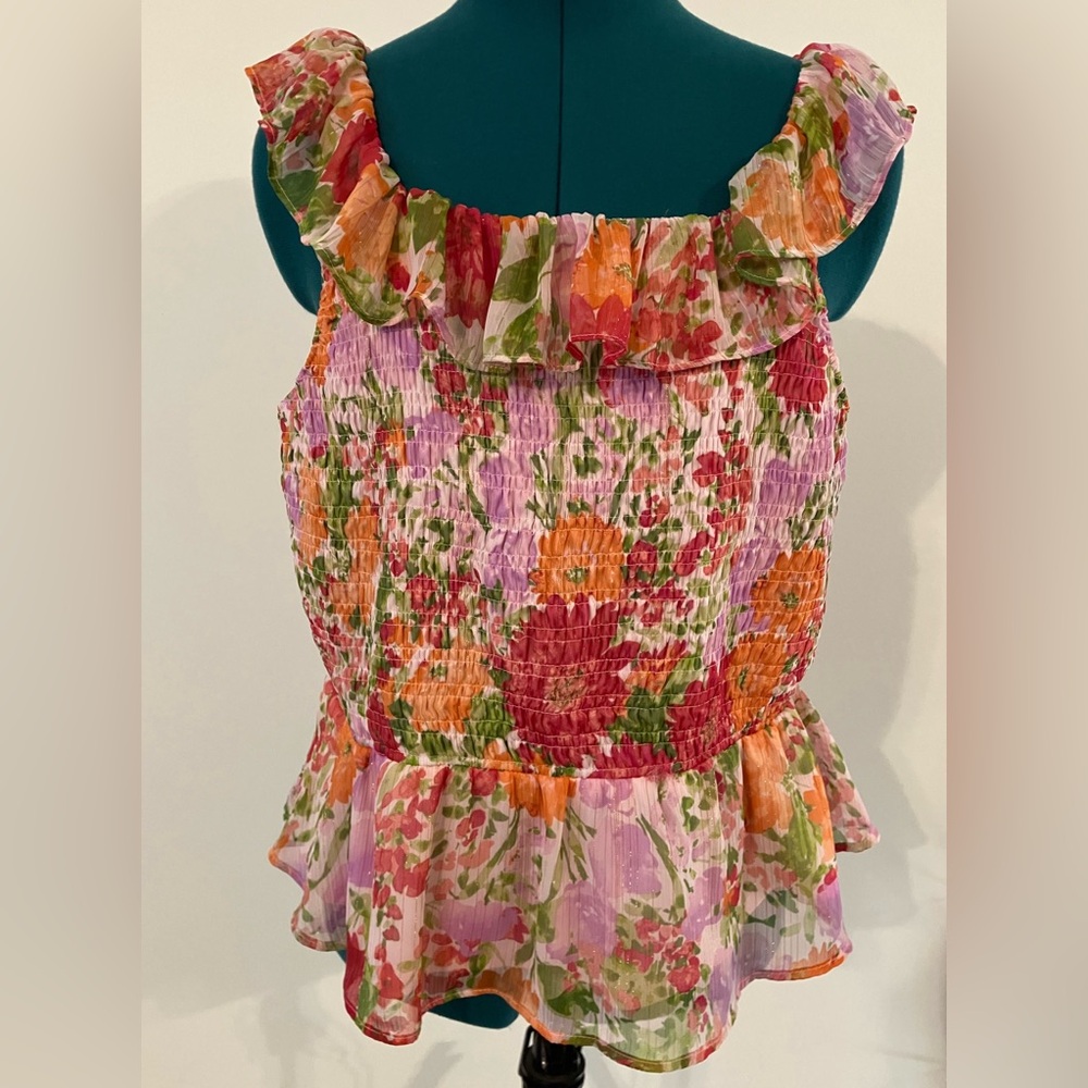 Laura Conrad XXL Crop Peplum Floral Top